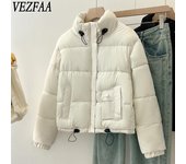 VEZFAA Chaquetas y abrigos de manga larga con estampado de colores sólidos para otoño e invierno a la moda para mujer Abrigos de plumas XXL borgoña