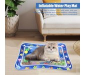 Tapete de juego sensorial acuático, juguetes interactivos para gatos, tapete de juego autónomo con patrones de animales marinos, juguete inflable para mascotas lleno de agua, fresco para el verano, para piscinas y playas