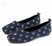 Zapatos de lona de mezclilla sin cordones para mujer, zapatillas planas, transpirables, cómodas, informales, de verano 35 azul claro