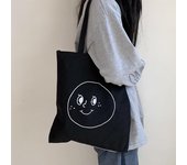 Bolsa de lona inspirada en 2023: Bolso de mano de un solo hombro para mujer, estilo Harajuku, estilo coreano, para estudiantes universitarios Xiao Erlang Black (No Zipper)
