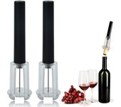 Juego de bomba de aire para vino, manual, neumática, para botellas de vino, fácil de usar, para uso doméstico, comercial, abridor de vino, tipo 2, sacacorchos. negro