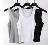 Chaleco de verano para hombre, sudadera elástica de talla grande con hombros descubiertos, camiseta deportiva sin mangas, camisetas sin mangas de color sólido L
