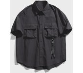 Chaqueta informal de manga corta estilo retro japonés de moda para hombre, estilo verano 2024 3XL negro