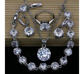 Natural Aaaaa llama blanco cuentas de circonia cúbica Color plata conjuntos de joyas pendientes de boda para mujer 6 blanco