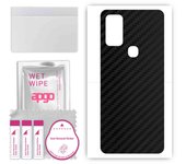 apgo Protective Skin Sticker for the back compatible with Samsung Galaxy M31 Prime, Wrap Film, Foil, Vinyl - Pattern Carbon Black