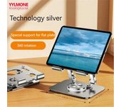 Soporte para computadora portátil, soporte para tableta y teléfono móvil, aleación de aluminio, soporte multifuncional para escritorio, rotación de 360 ​​grados, plegable 1PCS plata