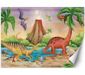 Fondo de pantalla Dinosaurios en el lago 100x70 naranja