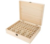 Caja grande de madera de una sola capa para almacenar aceites esenciales, contenedor para 74 botellas.