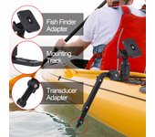 Placa de Montaje para Sonda de Pesca de Kayak Brazo de Montaje para Transductor de Kayak/Barco con Soporte Ajustable para Caña de Pescar