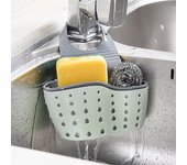 Soporte para fregadero de cocina, cesta de drenaje colgante, estante organizador de esponja y jabón ajustable, soporte para grifo de baño, accesorios de cocina verde
