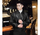 Chaqueta de cuero para hombre, estilo coreano, de otoño, moderna, elegante, informal, holgada, popular, de manga larga, con solapa, chaqueta de cuero sintético para motocicleta M