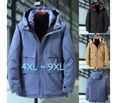 Ropa de Trabajo Abrigo de algodón Engrosado Hombre Gordo Chaqueta Acolchada de Talla Grande Abrigo Suelto de Invierno Extra Grande para Hombres 4XL negro