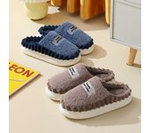 2024 nuevas zapatillas de algodón para hombre, zapatillas de invierno para el hogar con fondo grueso, antideslizantes, cálidas, de felpa, para hombre, de gran tamaño 38-39 [positive code] azul marino