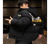 Chaqueta corta de algodón con capucha e informal de invierno para hombre XXXL negro
