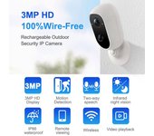 Cámara de vigilancia doméstica inalámbrica WiFi de cámara de seguridad de 3mp en interiores/al aire libre con audio bidireccional/noche blanco