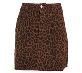 Girls On Film - Falda vaquera de leopardo Ronnie para mujer / mujer 8 UK negro/amarillo