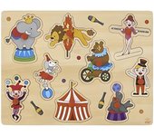 Engelhart - Puzzle d?Encastrement avec Boutons de qualité - Jeux en Bois éducatifs pour Enfants 3 Ans et + (Cirque)