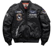 Chaqueta de hip hop para hombre, gruesa, militar, para motocicleta, aviador, piloto, chaqueta de béisbol para hombre 5XL(Asian size) negro