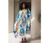 EDOLYNSA Caftán bohemio verde para mujer, vestido largo relajado, traje de baño, bata de casa, vestido Moo Moo para descansar en la playa Q1634 One Size varios colores