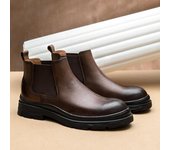 Botas Chelsea de cuero para hombre, botas cortas de cuero suave estilo retro británico, botas Martin transpirables de suela gruesa de piel de vaca 38 marrón