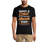 Camiseta ULTRABASIC para hombre Nadie es perfecto pero si naces en marzo de 1989 - Camiseta divertida con regalo de cumpleaños número 32 XS negro