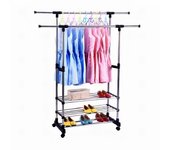 Perchero telescópico doble para ropa con estantes para zapatos Wellamart (Arte. 5845)