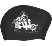 (Proyector)Gorro de natación impermeable de silicona, gorro de piscina para adultos y mujeres de pelo largo one size negro