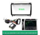 Fascias de radio de coche de 9 pulgadas para Mercedes BENZ B200 CLASE A W169 CLASE B W245 2005-2011 Reproductor MP5 Android 2 Din Marco embellecedor estéreo negro