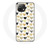 Funda para Xiaomi Mi 11 Lite Fondo Textura Abstracta Corazones Negro Amarillo y Gris