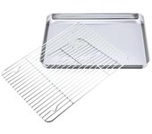 Bandeja para hornear con rejilla de enfriamiento extraíble, de acero inoxidable, no tóxica, apta para horno y barbacoa. Apto para lavavajillas.