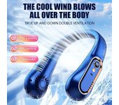 Ventilador de cuello sin aspas, miniventilador portátil ultralargo de larga duración, silencioso, con carga USB, para estudiantes, deportes, oficina, pantalla digital, potencia de 5 velocidades verde