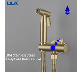 Grifo de bidé de agua fría simple ULA, grifo de latón cepillado dorado, rociador de bidé portátil, juego de ducha, inodoro, bidé Shattaf, ducha higiénica oro