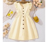 Vestidos de verano para niñas de 6 a 12 años, nuevos vestidos de princesa a rayas con mangas abullonadas y estilo extranjero 130cm/8Y azul