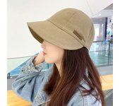 Sombrero de sol plegable para mujer, sombrero de pescador para verano, para playa, al aire libre, protector solar, gorra con protección UV, gorra de pescador de ala ancha de algodón ajustable One  Size caqui