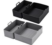 Juego de tapetes aislantes de silicona para hornear y freír con aire, a prueba de aceite, dos piezas Large + Small gris
