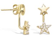 Les Trésors De Lily [P5032] - Pendientes con contorno de lóbulo bañados en oro 'Stars' en oro blanco - 20x10 mm blanco