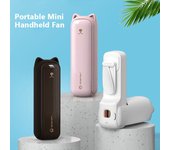Ventilador portátil Mini ventilador de mano USB 2000mAh recargable Ventilador de bolsillo pequeño de mano con función de linterna blanco