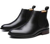 Botas Chelsea de primera capa de piel de vaca hechas a mano para otoño e invierno, nuevas botas Chelsea sin cordones de estilo inglés de cuero genuino para hombre, caña alta 38 negro
