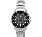 Reloj de buceo de cuarzo Bulova Marine Star de acero inoxidable con esfera negra y precisión 96B434 200M para hombre negro