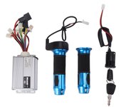 Controlador de velocidad de motor de 48 V y 1000 W con interruptor de encendido para bicicleta eléctrica y acelerador giratorio azul.