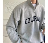 Suéter de medio cuello alto para hombre, chaqueta con estampado de letras, versión coreana de la marea, camisa holgada de manga larga XXL negro