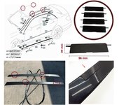 ESR555-1 4x Moldura de techo corredizo de vidrio panorámico Cubierta de bolsa de puerto Tapa de riel Embellecedor 2126902882 para Mercedes Clase E W212 S212 96*30 mm