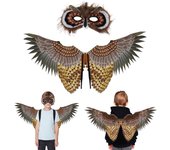 Máscara de búho con alas para niños, disfraz de pájaros para jardín de infantes, máscara de Halloween, disfraz de Halloween, regalos de fiesta con alas