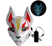 Mascara de zorro con luz led estilo neón para disfraz azul royal