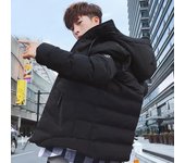 Chaqueta acolchada de invierno para hombre, chaqueta gruesa y corta con capucha, cálida L azul