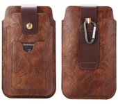 Estuche de cuero con doble bolsa para teléfono para hombre, con clip para cinturón y herramienta para colgar en la cintura, para iPhone 16, 15, 13 Pro, Samsung Galaxy S24, S23, Xiaomi Redmi Honor, Oppo L(6.1-7.2 inch) negro