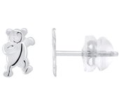 Pendientes - LÉA &; ARTHUR - OSITO DE PELUCHE - Oro blanco 375 - Sistema de cochecito SILICONOR - Niño