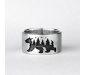 Anillo retro Simple de oso y bosque, anillo de dedo índice en blanco y negro a la moda con personalidad 6