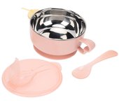 Vajilla infantil con sistema de inyección de agua y preservación del calor, tazón con ventosa, color rosa