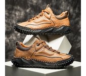 Zapatillas informales de cuero genuino para hombre, zapatos informales de tendencia de cuero Real con cordones versátiles para hombre, zapatos de cuero para trabajo de oficina y negocios 47 negro